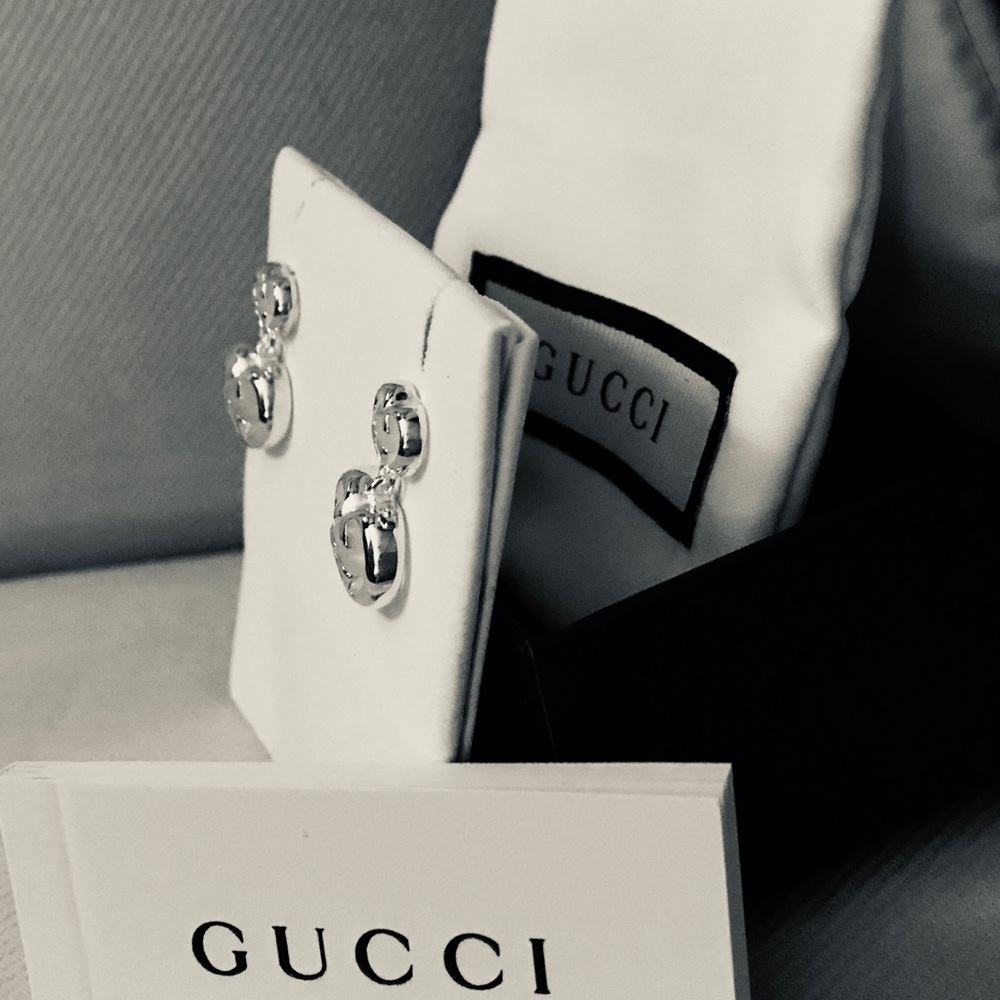 Gucci Sterling Sliver G Heart Logo Earrings💋HP😍 - Picture 4 of 8
